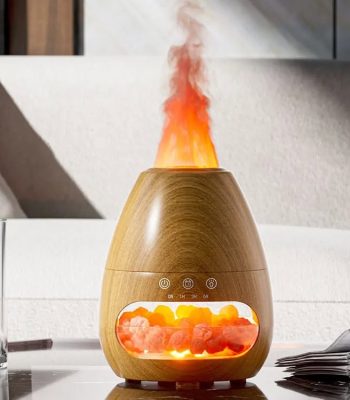 Innovativer Luftbefeuchter mit realistischem Flammen- und Nebeleffekt, ideal für moderne Wohnräume und Büros, sorgt für angenehmes Raumklima.