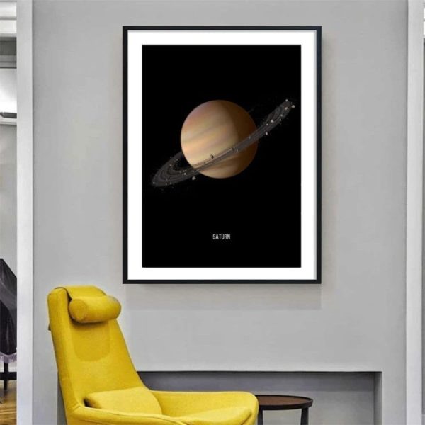 Hochwertiges Poster von Saturn mit detailgetreuer Darstellung des Planeten und seiner Ringe, ideal für Wissenschafts- und Raumfahrtliebhaber.
