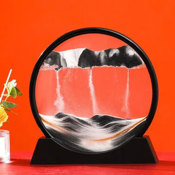 Wissenschaftliches Dekorationsobjekt mit Wasser- und Lava-Effekt in einer runden Glasscheibe, ideal für moderne wissenschaftliche Dekorationen.