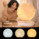Mondlampe mit Farbwechsel, 360° Rotation, ideal als Dekoration und Nachtlicht, realistische Mondoberfläche, für Schlafzimmer und Wohnzimmer geeignet.