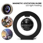 Magnetischer Levitationsglob mit LED-Beleuchtung, schwebend in einem schwarzen Rahmen, ideal für Wissenschaftsdekorationen und Lernzwecke.