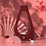 Stilvolle Tischlampe mit Origami-Ente und dekorativen Fächern, perfekt für moderne Wohnräume.