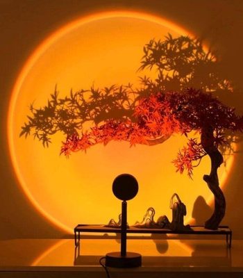 Hochwertiges Kunstwerk mit beleuchtetem Baum und Schatteneffekt, ideal für Dekorationen im wissenschaftlichen oder modernen Stil.