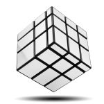 Moderner 3D-Rubik's Cube mit silbernem Design, perfekt für Puzzle-Liebhaber und Dekoration.