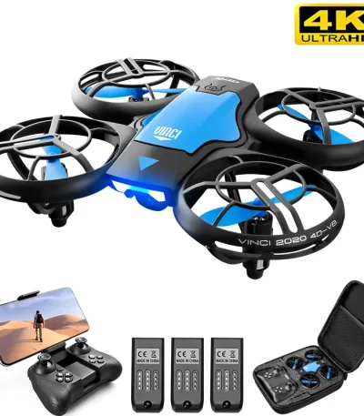 Hindernisvermeidung Drohne mit 4K Kamera, ideal für Anfänger und Profis, inklusive Fernsteuerung, Ersatzakkus und Tragetasche für stabile Flugaufnahmen.
