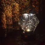 Dekorativer Sternenprojektor mit Galaxie-Effekt, der funkelnde Lichtmuster an die Wände wirft, ideal für stimmungsvolle Beleuchtung und Raumdekoration.