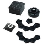 Das Sternen- und Galaxie-Puzzle-Set besteht aus mehreren schwarzen Puzzleteilen mit weißen Sternmustern, einer Verpackung und einem Aufbewahrungsbehälter, ideal für Wissenschafts- und Dekorationsliebh.