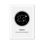 Illustration des Sternzeichens Krebs mit Sternbildern und Symbolen, passend für Astrologie- und Horoskop-Interessierte.