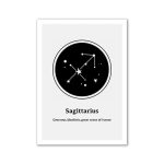 Illustration des Sternbilds Schütze mit Sternkonstellation und Beschreibung, ideal für Wissenschaftsdekorationen und Geschenke.