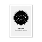 Illustration des Sternbilds Wassermann (Aquarius) mit Konstellation und Sternen, ideal für wissenschaftliche Dekorationen und Astrologie-Poster.