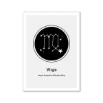 Virgo Sternbild mit Symbol und Eigenschaften.