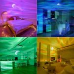 Himmlische Schlafzimmer- und Wohnzimmerdekorationen mit leuchtenden Sternen und Mond, ideal für entspannte Abende und kreative Raumgestaltung.