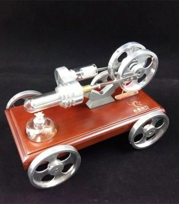 Modell eines Newton-Wiege-Experiments mit Metallkugeln auf Holzbasis, zeigt die physikalische Kraftübertragung und Energieübertragung in klassischen Mechanik-Experimenten.