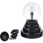 Elektrischer Tesla-Coil-Generator mit Glaskugel, schwarzem Sockel und Kabel, ideal für wissenschaftliche Experimente und Dekoration.