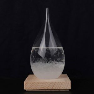 Eleganter Glas-Diffusor mit Wasser auf Holzbasis, ideal für wissenschaftliche Dekorationen und moderne Raumgestaltung.