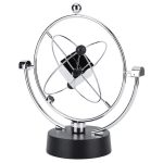 Modernes Atommodell mit beweglichen Elektronenbahnen auf einer schwarzen Basis, ideal für wissenschaftliche Dekorationen und Lernzwecke.