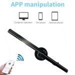 Wissenschaftliches Objekt zur App-Manipulation, kompatibel mit Computer, iPhone und Android-Geräten, zeigt eine Fernbedienung mit Smartphone-Steuerung.