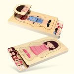 Holzpuzzle des menschlichen Körpers mit kindgerechtem Design, zeigt innere Organe und Körperteile, ideal für Kinder zum Lernen und Spielen.