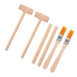 Set aus Hämmern, Spachteln und Pinseln aus Holz, ideal für wissenschaftliche Dekorationen, Modellbau und kreative Projekte.