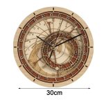 Dekorative Uhr mit spiralförmigem Zifferblatt und Holzrahmen, ideal für Wissenschafts- und Dekorationsliebhaber, Durchmesser 30 cm.