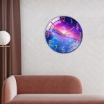 Wanduhr mit galaktischem Sternenhimmel-Design, modernes Dekor für Wohnzimmer oder Büro, zeigt die Zeit mit klaren Ziffern und einem faszinierenden Weltraummotiv.