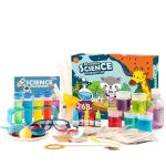 Wissenschaftliches Entdeckerset für Kinder mit bunten Experimentiermaterialien, Zubehör und Anleitungen für spannende Naturwissenschaften zu Hause.