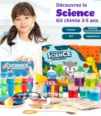 Wissenschaftliches Experimentierset für Kinder im Alter von 3-5 Jahren mit bunten Chemie-Experimenten und kindgerechtem Zubehör.