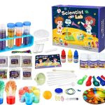Wissenschaftliches Experimentierset für Kinder mit bunten Chemie- und Physik-Experimenten, inklusive Reagenzgläser, Pipetten, Farben, Messbecher und Zubehör für spannende Lernabenteuer.