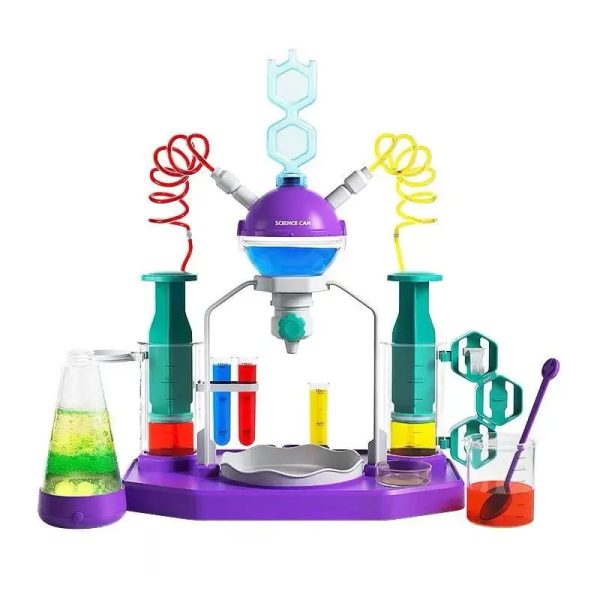 Wissenschaftliches Chemie-Experimentierset mit bunten Reagenzgläsern, Pipetten und Reagenzglashalter für Kinder und Erwachsene.