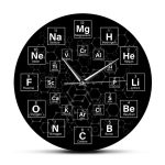 Hochwertige Wanduhr im Stil des Periodensystems der Elemente, ideal für Wissenschafts- und Chemieliebhaber. Perfekt als Dekoration für Büro, Labor oder Zuhause.