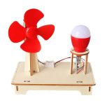 Wissenschaftliches Windkraftmodell mit Propeller und Glühbirne, ideal für Bildungszwecke und Dekoration.