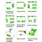 Wissenschaftliches LED-Experimentierset mit verschiedenen Schaltungen, inklusive einfachem Stromkreis, Serienschaltung, Parallelschaltung, Doppelsteuerung, LED-Licht, Stromkreis, Generator, Elektromag.