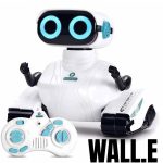 Niedlicher humanoider Roboter mit leuchtenden blauen Augen und Fernbedienung, ideal für Wissenschafts- und Technik-Enthusiasten, perfekt als Dekoration oder Lernspielzeug.
