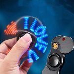 Helle, leuchtende Buchstaben, die mit einem Fidget Spinner verbunden sind, erzeugen einen faszinierenden visuellen Effekt.