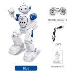 Interaktiver Roboter mit Fernbedienung, USB-Kabel und Bedienungsanleitung, ideal für Kinder und Technikliebhaber, fördert Lernen und Spaß.