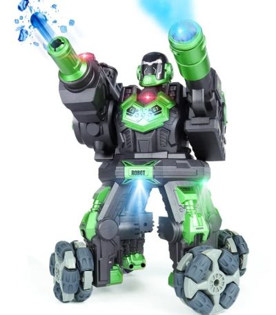Interaktiver Roboter mit leuchtenden Elementen und beweglichen Armen, ideal für Kinder, die Science-Fiction und Robotik lieben.