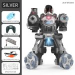Hochwertiger Roboter mit Fernbedienung, modularer Batterie und USB-Ladekabel, ideal für Kinder und Technikliebhaber, mit realistischen Sound- und Lichteffekten für interaktiven Spielspaß.