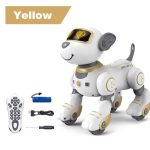 Interaktiver Hund-Roboter mit Fernbedienung, ideal für Kinder, inklusive Zubehör, leuchtendes Gesicht, bewegliche Gliedmaßen, pädagogisches Spielzeug für kreative Spielstunden.