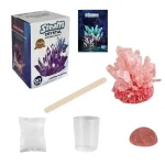 Kristall-Set für DIY Wissenschaftsprojekt mit Kristallwachstum, inklusive Kristallsalz, Becher, Holzstab und Anleitungsheft.