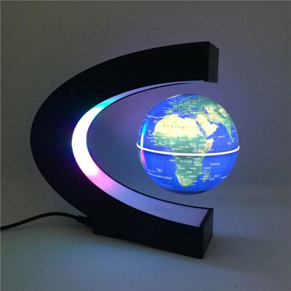 Moderner Globus mit Lichtprojektion, der die Erde zeigt, umgeben von einem schwarzen Rahmen, ideal für wissenschaftliche Dekorationen und Lernzwecke.