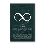 Infinity-Symbol als wissenschaftliches Dekor, ideal für moderne Labore, Büros oder als Geschenk für Wissenschaftsbegeisterte, mit erklärendem Text über die Bedeutung der Unendlichkeit.