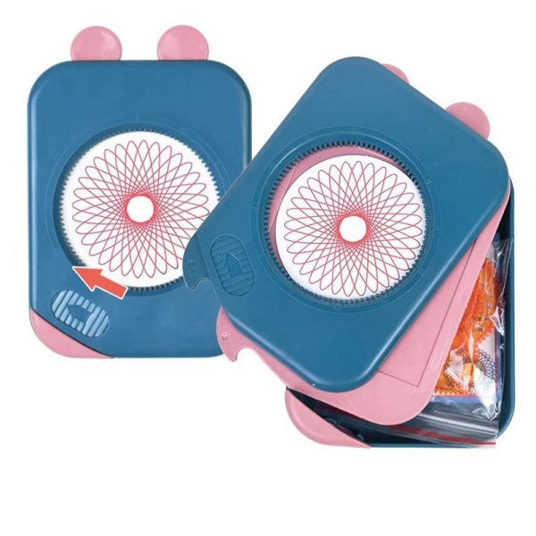 Tragbarer Fidget Spinner in Blau und Rosa mit Aufbewahrungsbox, ideal für Stressabbau und Unterhaltung, perfekt für Kinder und Erwachsene.