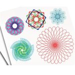 Bunte geometrische wissenschaftliche Dekorationen, ideal für wissenschaftliche Themen, Bildung und kreative Projekte, mit komplexen Mustern und lebendigen Farben.