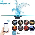 Innovativer 3D-Hologrammventilator mit Drachen-Design, steuerbar via Smartphone-App für iOS und Android, ideal für Dekoration und Science-Gadgets.