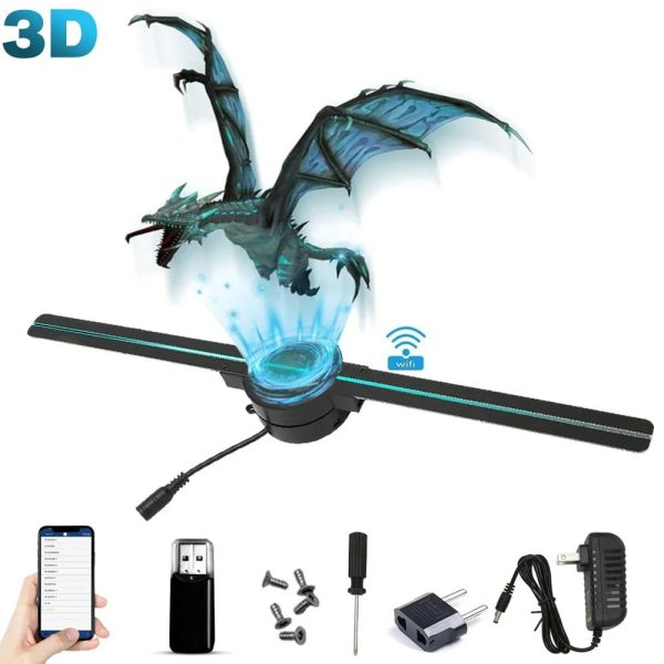 Hologramm-Projektor mit Drachen-Design, 3D-Animation, Wi-Fi-Verbindung, ideal für Science-Gadgets und Dekorationen.