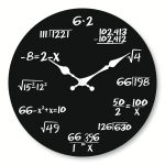 Kreative Wanduhr mit mathematischen Formeln und Gleichungen, ideal für Wissenschafts- und Mathe-Enthusiasten, modernes Dekor für Büro oder Zuhause.