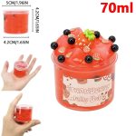 Rotes Erdbeer-Jelly Boba Spielzeug mit schwarzen Kugeln und grüner Dekoration, 70ml, für Kinder und Erwachsene, realistische Nachbildung eines Jelly-Glases.