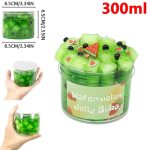 Wassermelonen-Gelee-Boba, grüne Jelly-Perlen mit Wassermelonen-Design, in einem transparenten 300ml Becher, ideal für Desserts und Getränke.