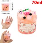 Kleines, transparentes 70ml Glas mit pinkem Honigpfirsich Gelee und Boba-Perlen, ideal als wissenschaftliches Dekorationsobjekt oder Spielzeug.