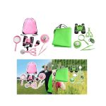 Kinder entdecken die Natur mit einem Wissenschaftsspielzeug-Set, das Lupen, Ferngläser, Mikroskope und weiteres Zubehör enthält, ideal für kleine Forscher.